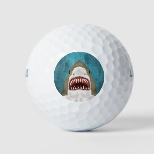 Grote witte haaienaanval Funny Fish Head Ocean Zee Golfballen (Voorkant)