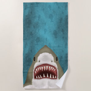 Grote witte haaienaanval Funny Fish Head Ocean Zee Strandlaken