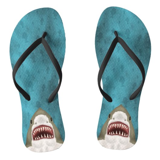 Grote witte haaienaanval Funny Fish Head Ocean Zee Teenslippers (Voetbed)