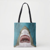Grote witte haaienaanval Funny Fish Nautical Beach Tote Bag (Voorkant)