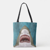 Grote witte haaienaanval Funny Fish Nautical Beach Tote Bag (Achterkant)