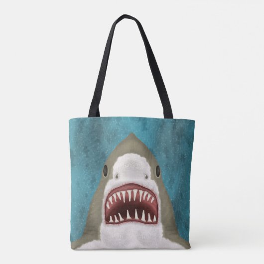 Grote witte haaienaanval Funny Fish Nautical Beach Tote Bag (Achterkant)