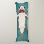 Grote witte haaienaanval Funny Fish Novelty Ocean Lichaamskussen (Voorkant Verticaal)
