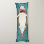Grote witte haaienaanval Funny Fish Novelty Ocean Lichaamskussen (Achterkant (Verticaal))