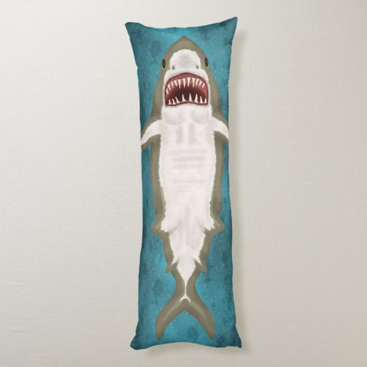 Grote witte haaienaanval Funny Fish Novelty Ocean Lichaamskussen (Achterkant (Verticaal))