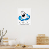 Grote witte haaienaanval poster (Keuken)
