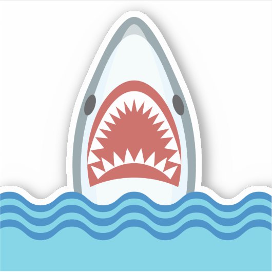 Grote witte haaienaanval sticker (Voorkant)