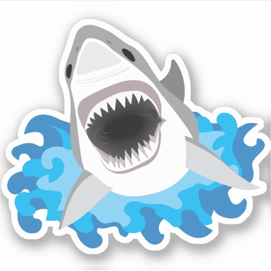 Grote witte haaienaanval sticker (Voorkant)