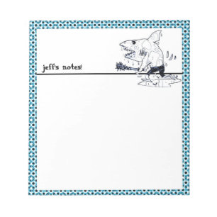 grote witte haaienjager grappige cartoon notitieblok