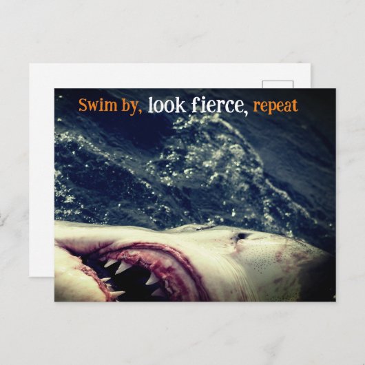 Grote witte haaienkaken feestdagenkaart (Voorkant / Achterkant)