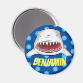 Grote witte-haaienmondstrip cartoon illustratie magneet (Voorkant / Achterkant)