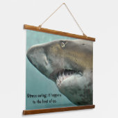 Grote witte haaienrijen van Teeth Hangend Wandkleed (Gebogen)