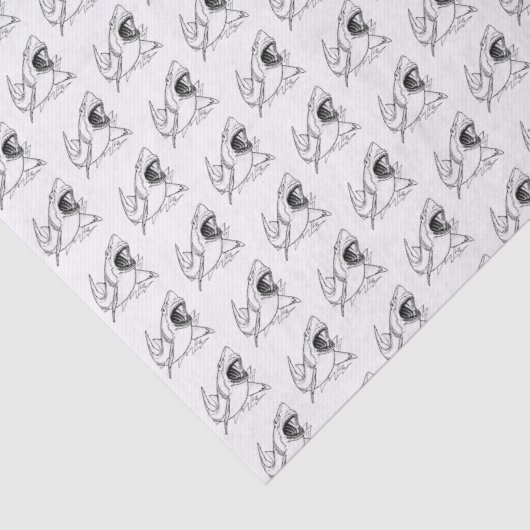 grote witte haaientekening #3 tissuepapier (Detail)