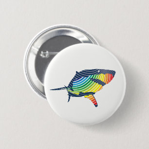 Grote witte haaienvis ronde button 5,7 cm