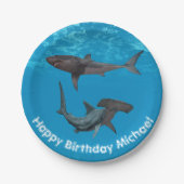Grote witte hamerhaai verjaardagsfeestje papieren bordje (Voorkant)
