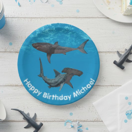 Grote witte hamerhaai verjaardagsfeestje papieren bordje