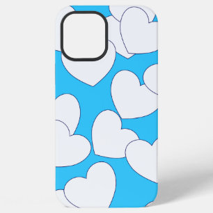Grote Witte Harten Op Mooie Lichtblauw iPhone 12 Pro Max Hoesje
