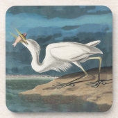 Grote Witte Heron Audubon Vogel Wildlife Painting Bier Onderzetter (Voorkant)