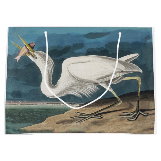 Grote Witte Heron Audubon Vogel Wildlife Painting Groot Cadeauzakje (Voorkant)