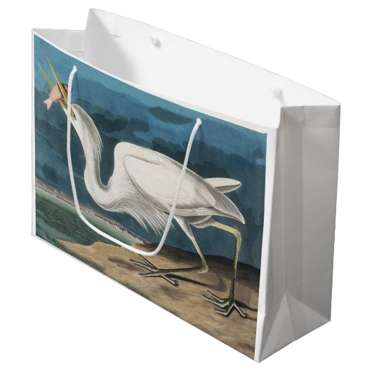 Grote Witte Heron Audubon Vogel Wildlife Painting Groot Cadeauzakje (Voorkant Gekanteld)