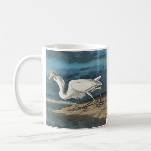 Grote Witte Heron Audubon Vogel Wildlife Painting Koffiemok (Links)