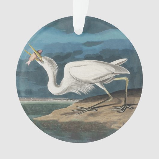 Grote Witte Heron Audubon Vogel Wildlife Painting Ornament (voorkant)