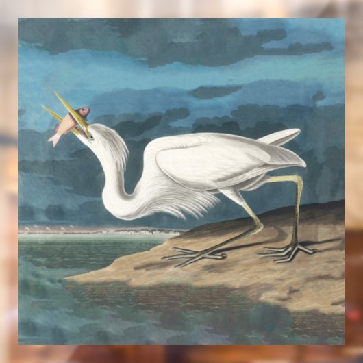 Grote Witte Heron Audubon Vogel Wildlife Painting Raamsticker (Vel 2)