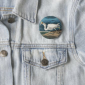 Grote Witte Heron Audubon Vogel Wildlife Painting Ronde Button 5,7 Cm (In situ)
