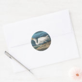 Grote Witte Heron Audubon Vogel Wildlife Painting Ronde Sticker (Envelop)