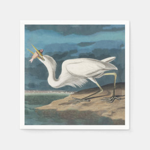 Grote Witte Heron Audubon Vogel Wildlife Painting Servet