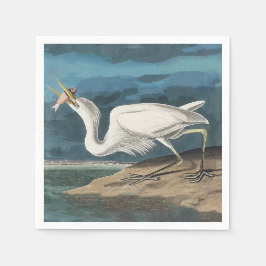 Grote Witte Heron Audubon Vogel Wildlife Painting Servet (Voorkant)
