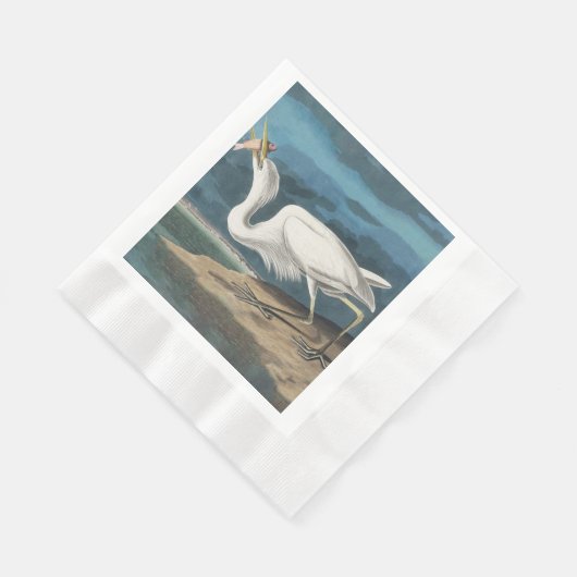 Grote Witte Heron Audubon Vogel Wildlife Painting Servet (Hoek)