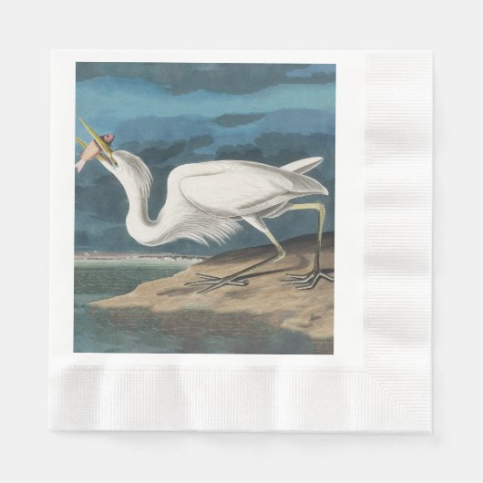 Grote Witte Heron Audubon Vogel Wildlife Painting Servet (Voorkant)