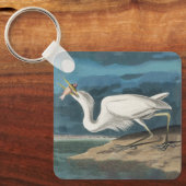 Grote Witte Heron Audubon Vogel Wildlife Painting Sleutelhanger (Voorkant)