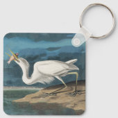 Grote Witte Heron Audubon Vogel Wildlife Painting Sleutelhanger (Achterkant)