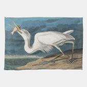 Grote Witte Heron Audubon Vogel Wildlife Painting Theedoek (Horizontaal)