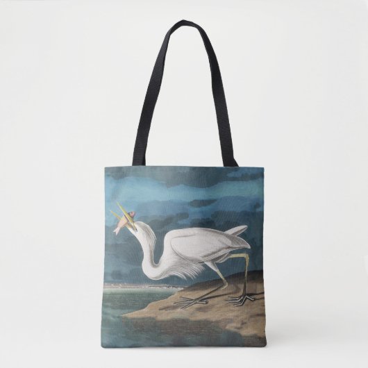 Grote Witte Heron Audubon Vogel Wildlife Painting Tote Bag (Voorkant)