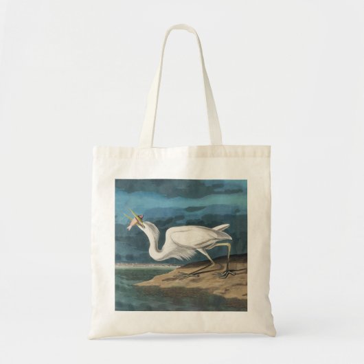 Grote Witte Heron Audubon Vogel Wildlife Painting Tote Bag (Voorkant)