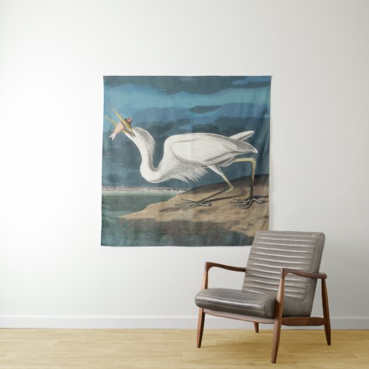 Grote Witte Heron Audubon Vogel Wildlife Painting Wandkleed (In situ)