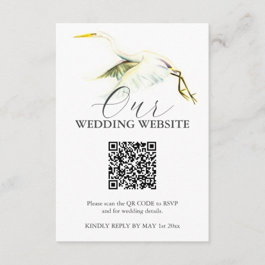 Grote Witte Heron Bruiloft Behuizing Kaarten (Voorkant)