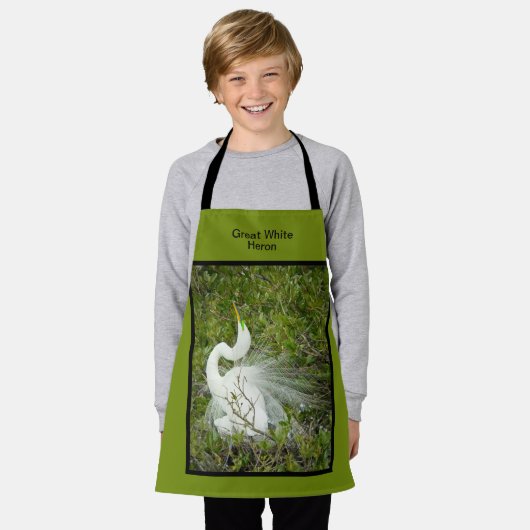 Grote Witte Heron Lente Plumage Pose Foto Schort (Gedragen)