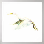 Grote Witte Heron Tropische Kunst Poster (Voorkant)