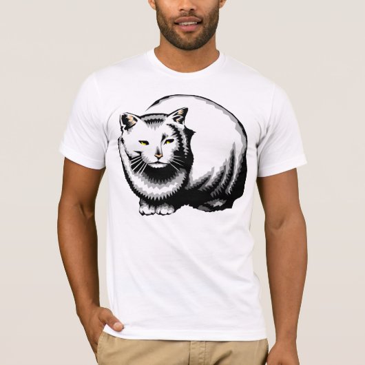 Grote witte kat Mannen T-shirt (Voorkant)