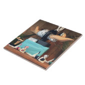 Grote witte keramische Tegel! Unieke keramische zw Tegeltje (Zijkant)