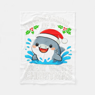 Grote Witte Kersthaai Grappige Kerstman Vakantie P Fleece Deken