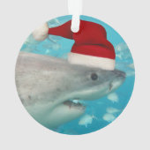 Grote Witte Kersthaaien met Santa Hat 2-in-1 Ornament (achterkant)