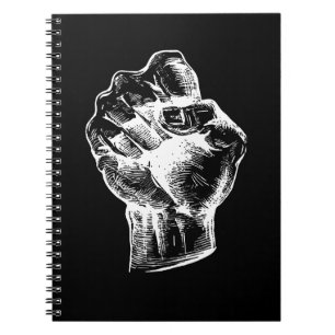 Grote witte linocut-stijl vuistillustratie notitieboek