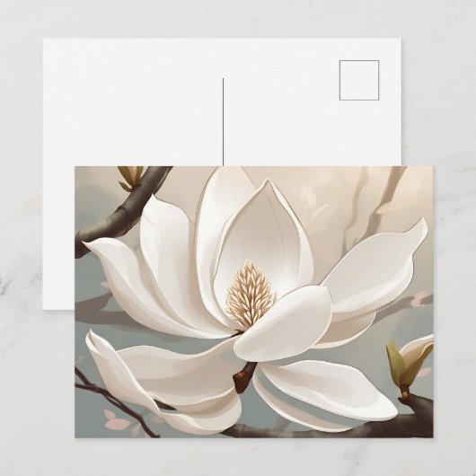 Grote witte Magnolia bloem Briefkaart (Voorkant / Achterkant)