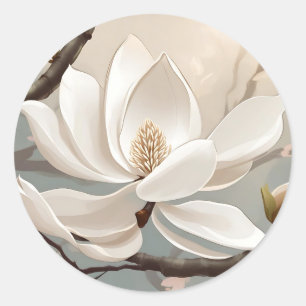 Grote witte Magnolia bloem Ronde Sticker