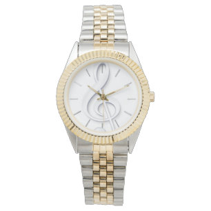 grote witte muziekclef horloge